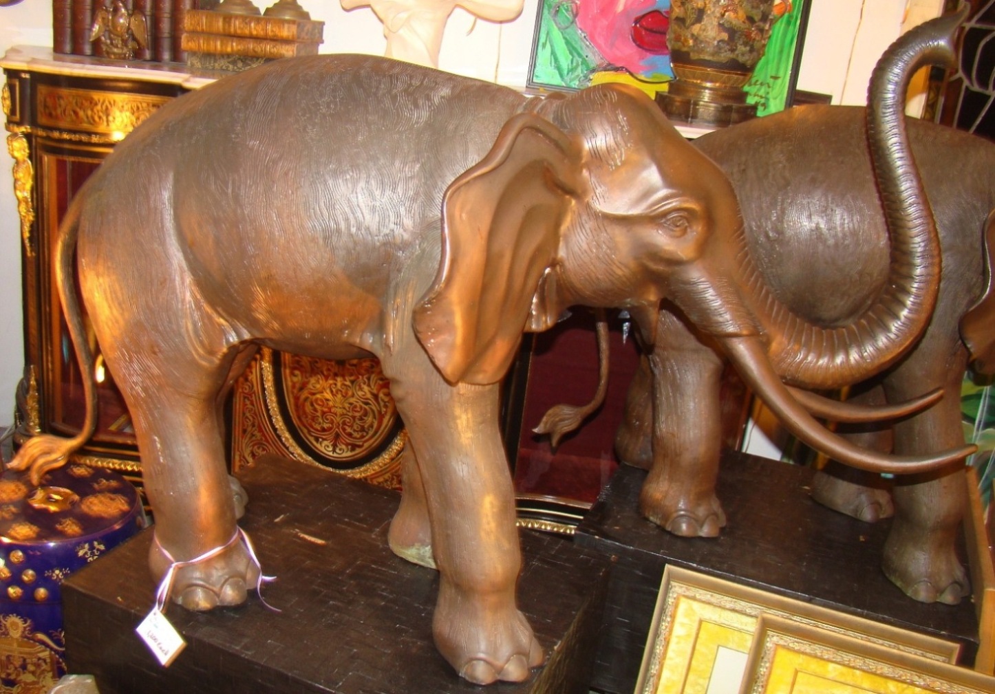 Pair of Monumental Bronze Elephant Sculptures Modernism